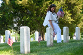 Gold Star Mother Lee-Ann Forsythe helped in the placing of flags at the headstone of our fallen heroes.